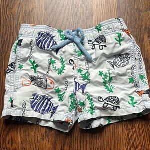 Vilebrequin blue Kids Swim Shorts with Colorful Fish & Turtle Print